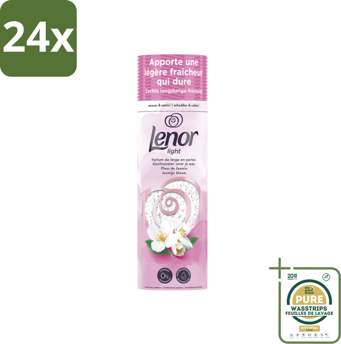 Lenor Light - Geurbooster - Jasmijn - Non-Stop Frisheid - 19 Wasbeurten - Voordeelverpakking - 24 stuks - Zijdebloesem - Pioenroos