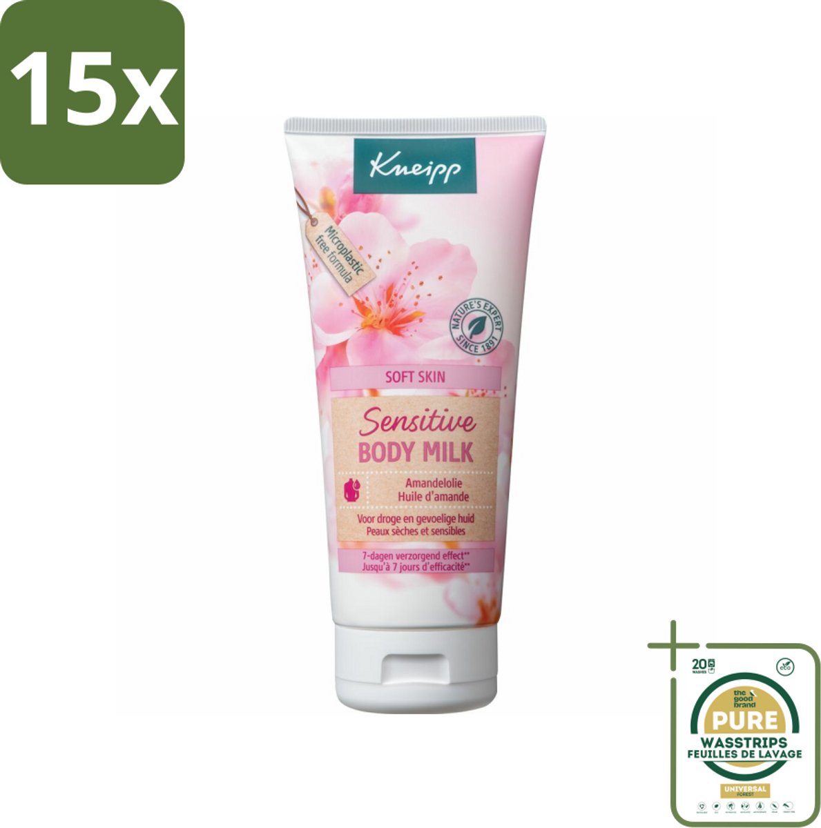 15 x Kneipp - Body lotion - Soft Skin - Amandelbloesem - 200 ml - Grootverpakking - Body Lotion - Droge Huid - Gevoelige Huid - Amandelolie - Shea Butter