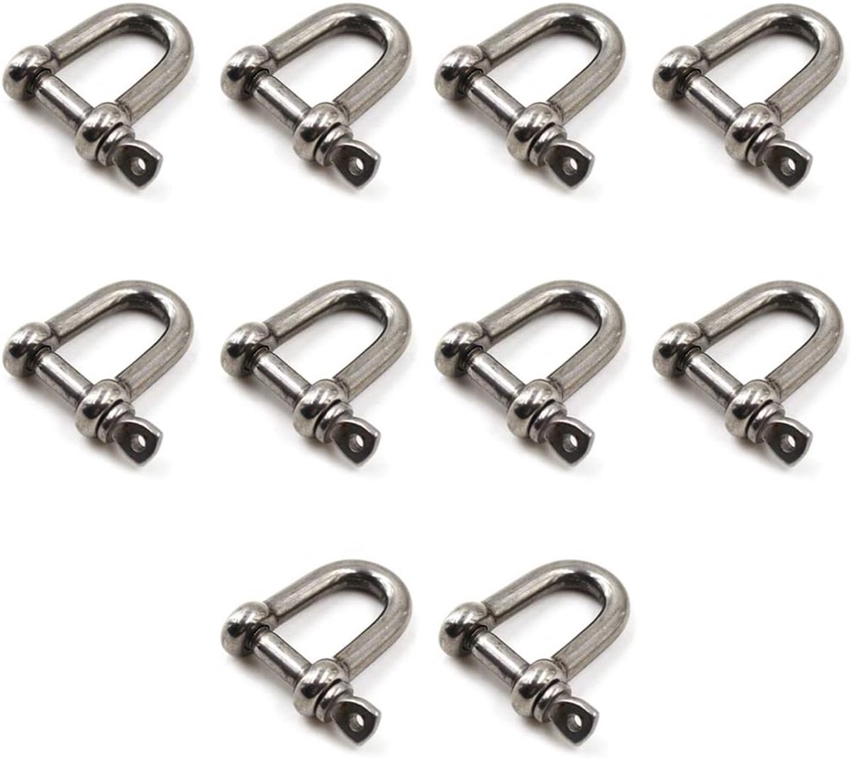 D-Ring links M6 - 304 roestvrij staal - 10 stuks - ideaal voor zeilen en slepen - ShopVlot