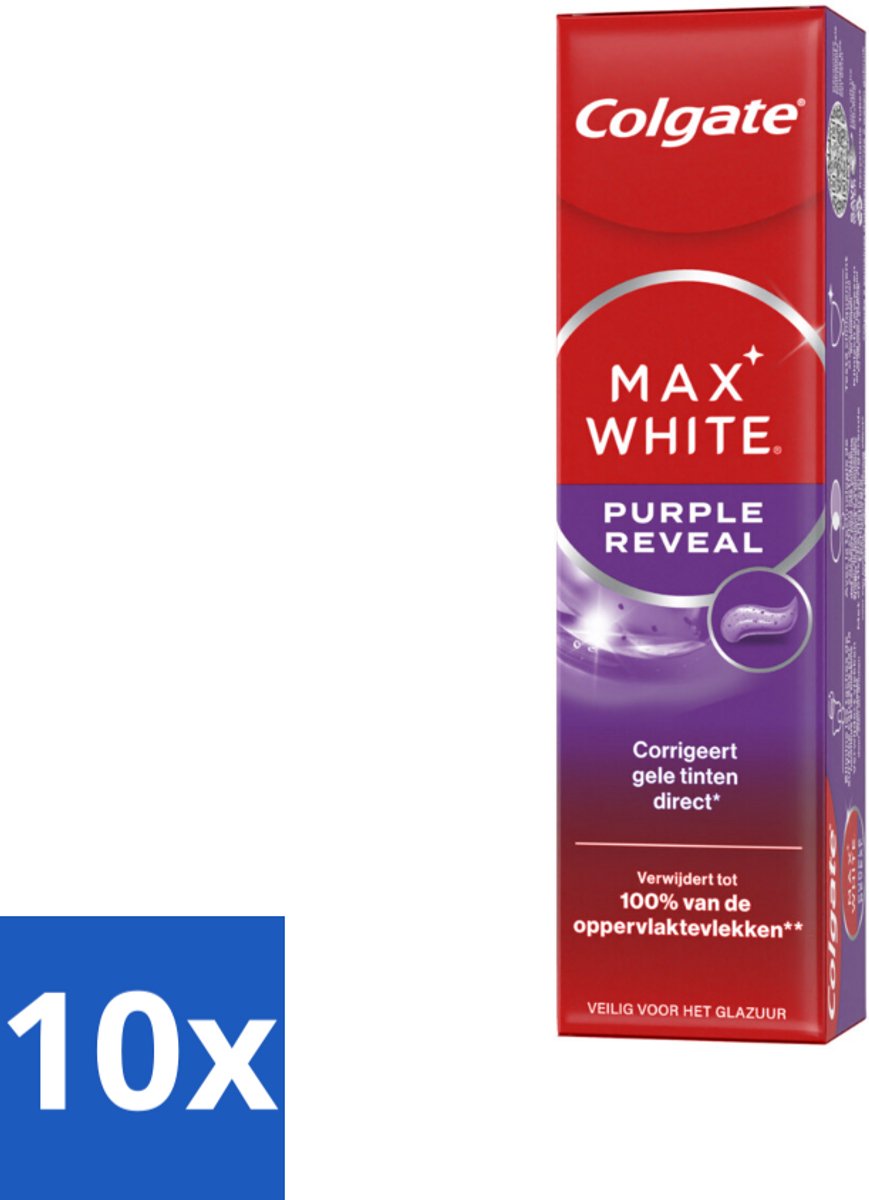 Colgate - Tandpasta - Max White - Purple Reveal - 75 ml - Bulkverpakking - 10 stuks
