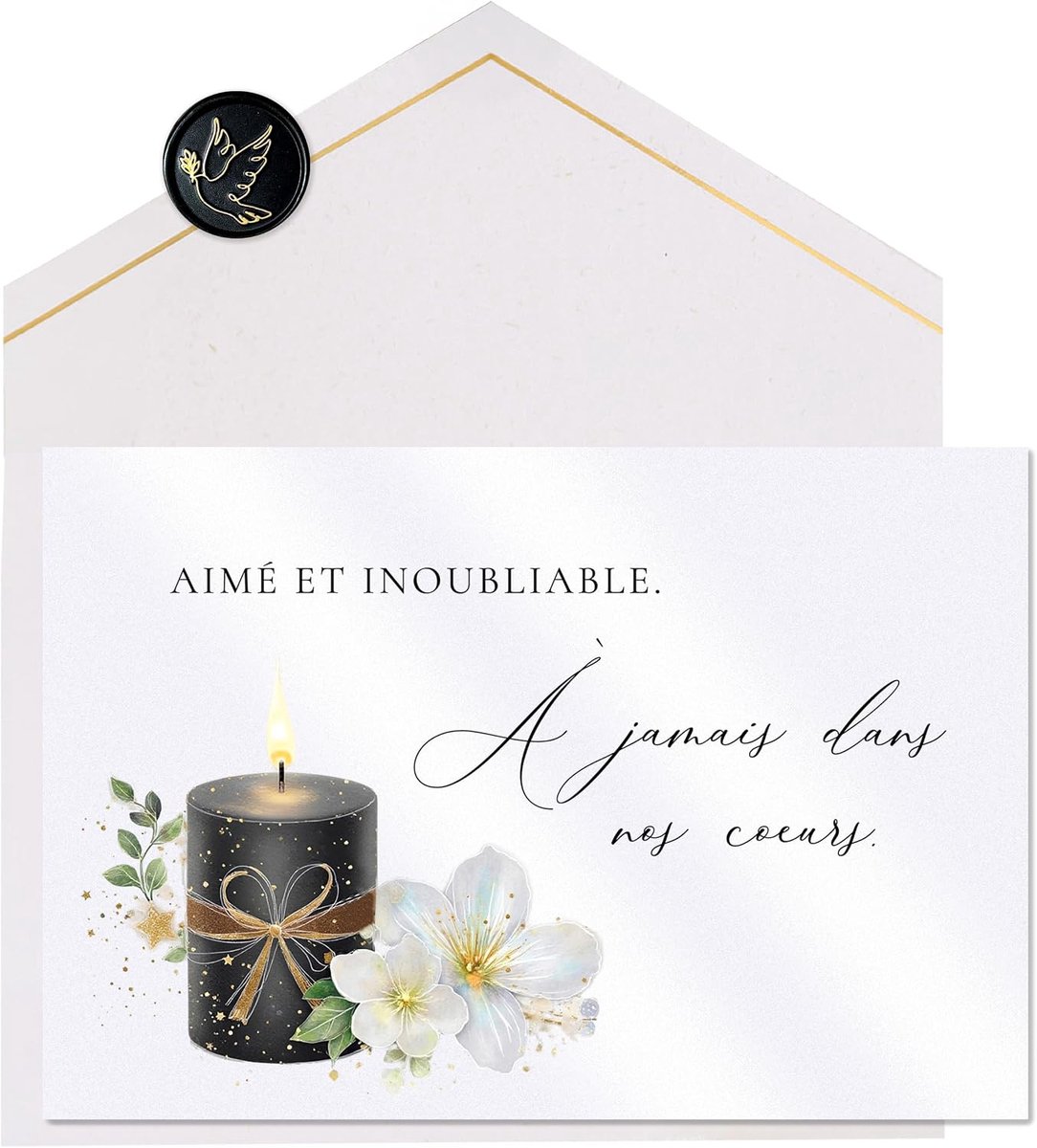 Rouwkaart met envelop en waszegel - Sincere condoleances - Elegant ontwerp - Persoonlijke boodschap versturen - ShopVlot