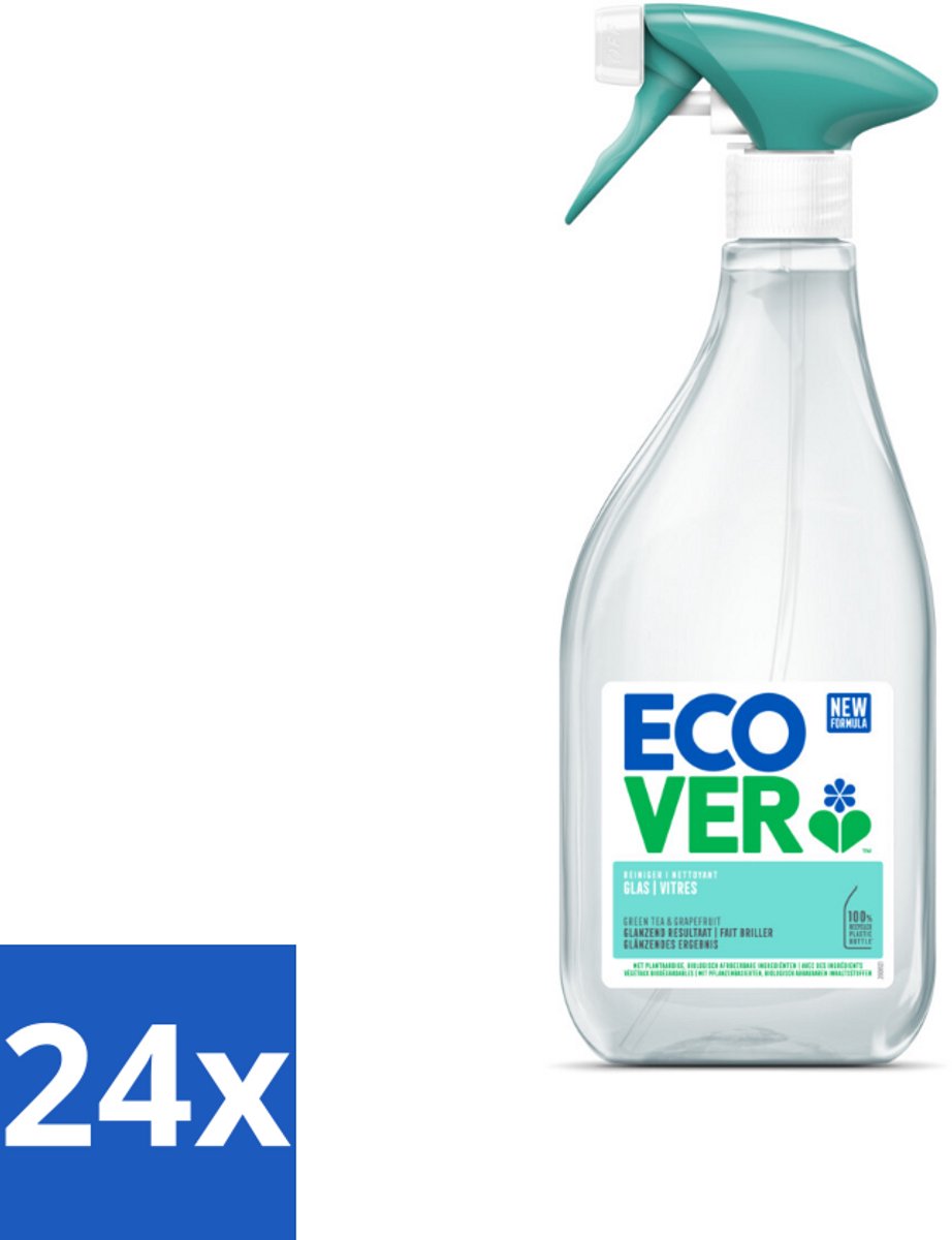 24 x Ecover - Glasreiniger Spray - 500 ml - Glasreiniger - Ramen Schoonmaken - Spiegels Schoonmaken - Ecologische Schoonmaak - Biologische Schoonmaak