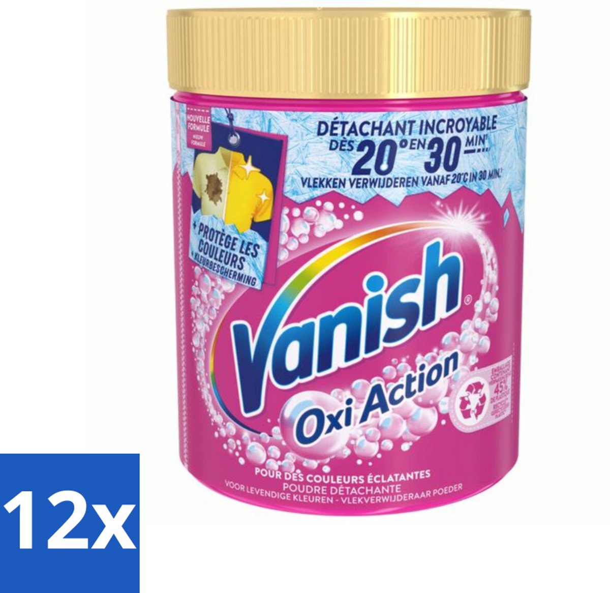 12 x Vanish - Vlekverwijderaar - Oxi Action Wasbooster Poeder - Voor Gekleurde Was - 940 g - Vlekkenverwijderaar - Wasbooster - Gekleurde Was - Vlekken Verwijderen - Wasmiddel