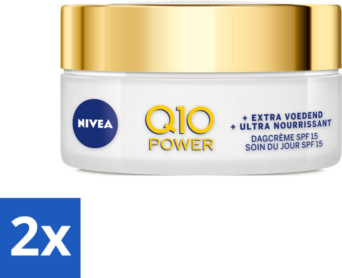 2 x NIVEA - Q10 Power Dagcrème Extra Voedend - Anti-Rimpel Crème - SPF 15 - Biologische Arganolie - Droge huid - 50 ml - Nivea Q10 - Dagcrème - Anti-rimpelcrème - Droge Huid - Voedende Dagcrème