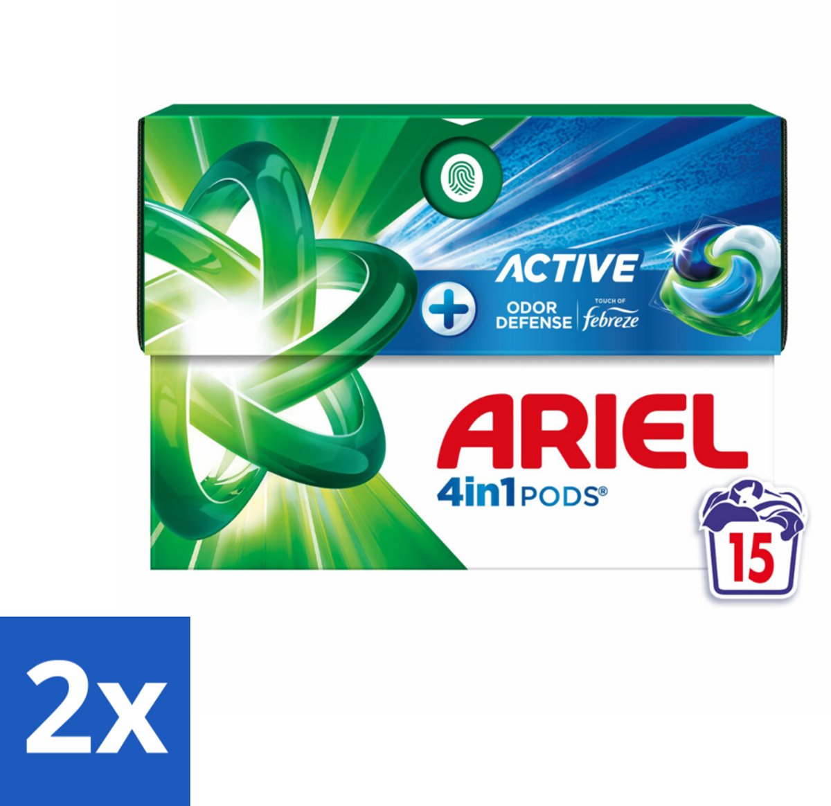 2 x Ariel - 4in1 Wasmiddel Pods - Actieve Geurbestrijding - 15 Pods - Ariel Wasmiddel - Wascapsules - Wasmiddel Pods - Geurbestrijding - Zweetgeur