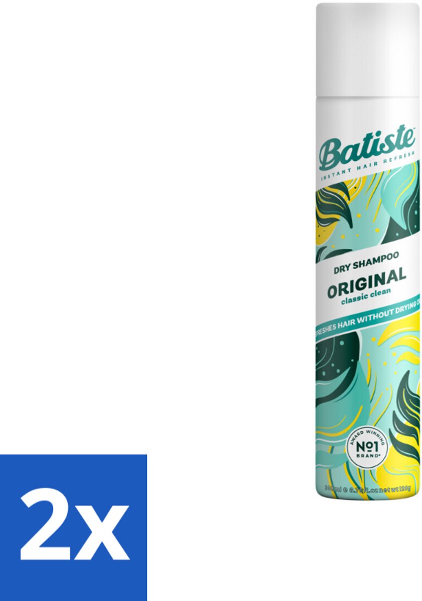 2 x Batiste - Original - Droogshampoo - Klassieke Frisse Geur - Geeft Volume en Textuur - 200ml - Droogshampoo - Haarverzorging - Batiste - Fris Haar - Volume