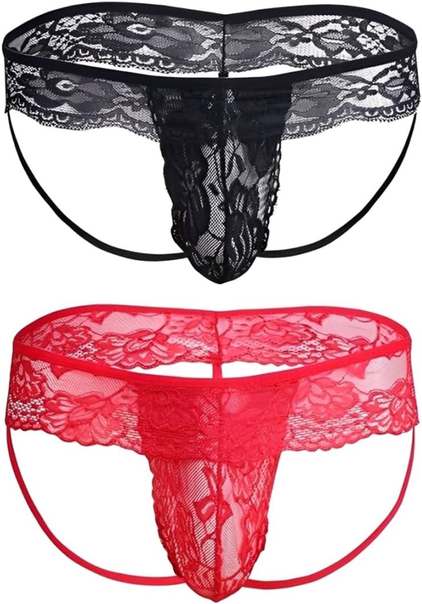 String thong voor mannen - sexy design - kant en transparantie - perfect voor discotheater - ShopVlot