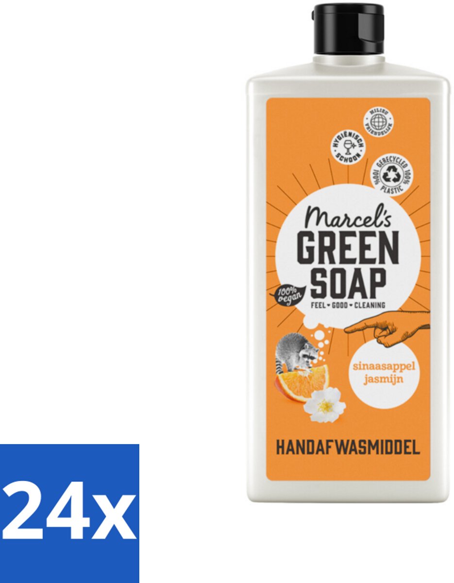24 x Marcel's Green Soap - Afwasmiddel - Sinaasappel & Jasmijn - Voor dagelijks gebruik - 500 ml - Afwasmiddel - Biologisch Afwasmiddel - Plantaardige Zeep - Sinaasappel - Jasmijn