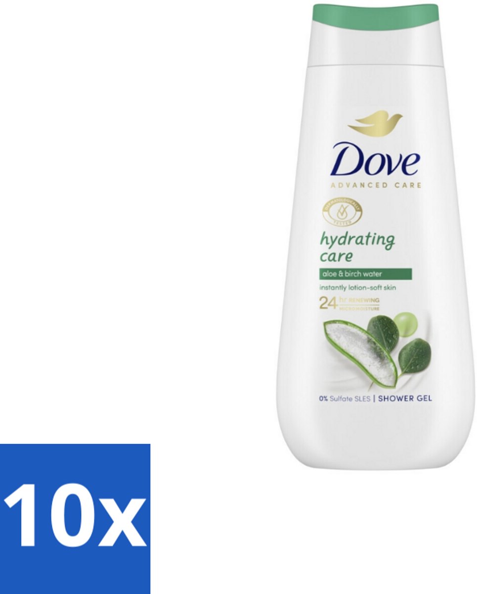 Dove Douchecrème - Hydrating Care - Aloe Vera - 225 ml - Bulkverpakking - 10 stuks