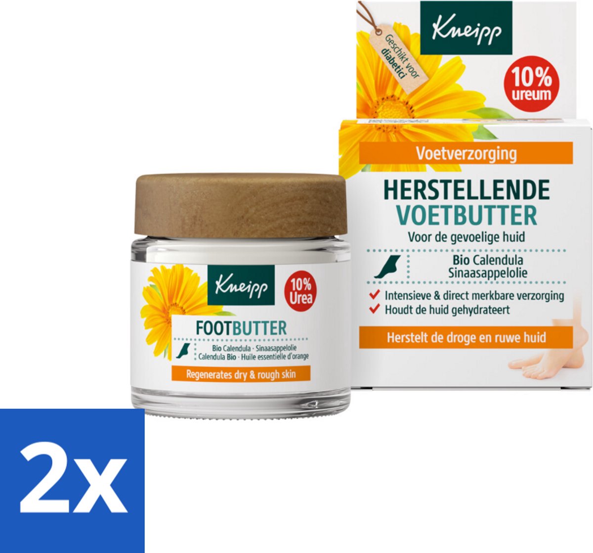 2 x Kneipp - Voetbutter - Calendula - Met citrusgeur - 100 ml - Voetencreme - Droge Voeten - Eelt - Voetzorg - Calendula