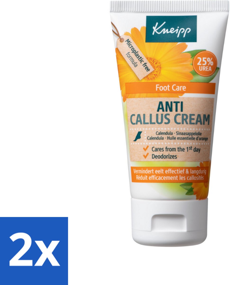 2 x Kneipp - Eeltcrème - Calendula - 25 % ureum - Voor zachte & soepele voeten - 50 ml - Eeltcrème - Eelt - Ruwe Voeten - Gebarsten Hielen - Voetzorg
