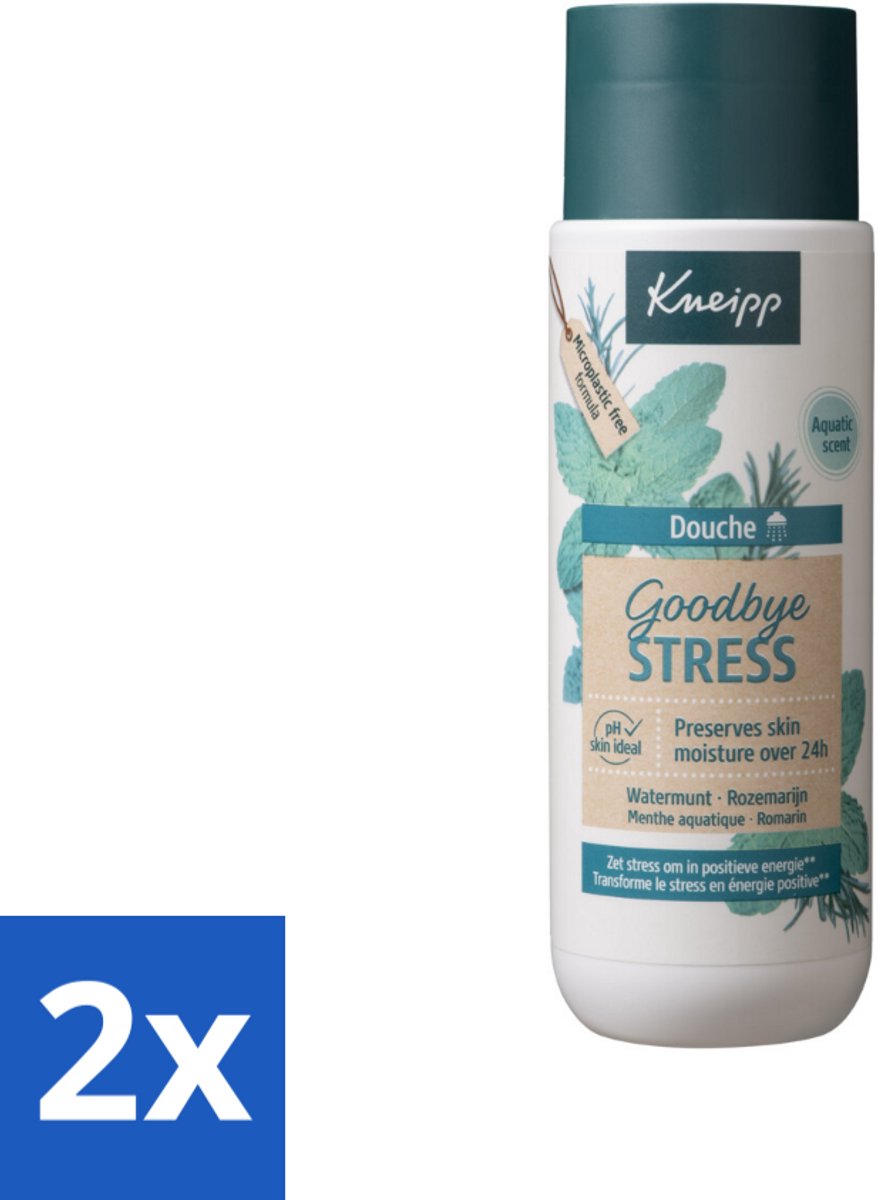 2 x Kneipp - Douchegel - Goodbye Stress - 200 ml - Douchegel - Stressvermindering - Ontspannen - Watermunt - Rozemarijn