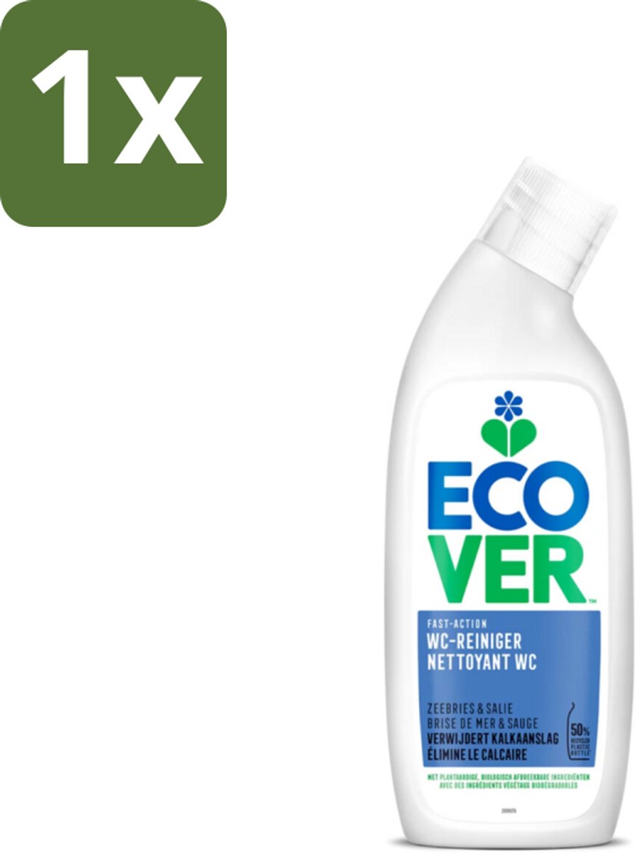 1 x Ecover - Toiletreiniger - Zeebries & Salie - 750 ml - Toiletreiniger - Zeebries - Salie - Natuurlijke Geur - Plantaardige Reiniging