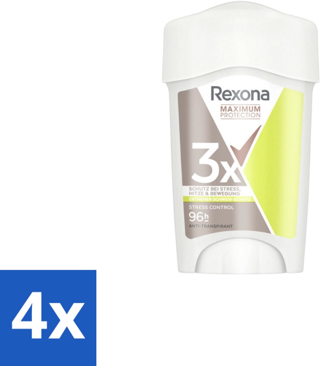 4 x Rexona - Deodorant Stick - Maximum Protection Stress Control Dry - Tegen Stresszweet - 45 ml - Anti-transpirant - Deodorant - Stresszweet - Zweetbescherming - Langdurige Bescherming
