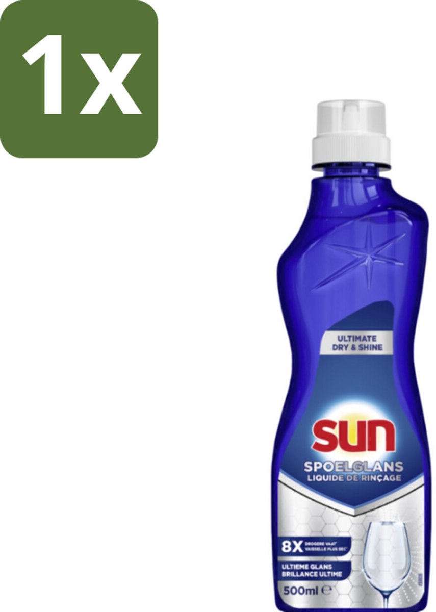 1 x Sun - Spoelglansmiddel - Dry & Shine - 500 ml - Spoelglansmiddel - Vaatwasmiddel - Droge Vaat - Glanzende Vaat - Spoelresultaat