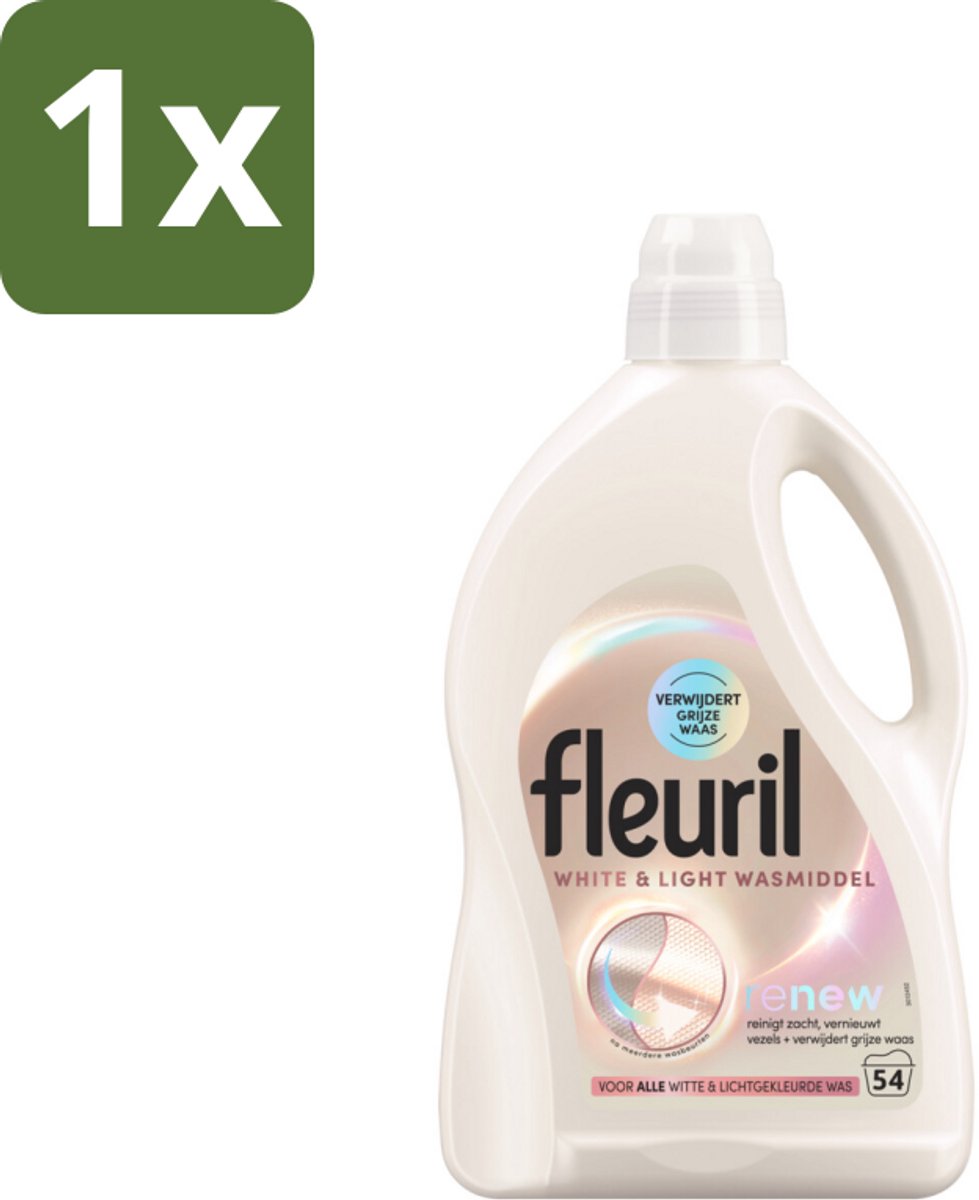 1 x Fleuril - Wasmiddel - White & Light Vloeibaar Wasmiddel - Witte & Lichte Was - 54 wasbeurten - Witte Was - Lichte Was - Wasmiddel - Fleuril - Color Renew