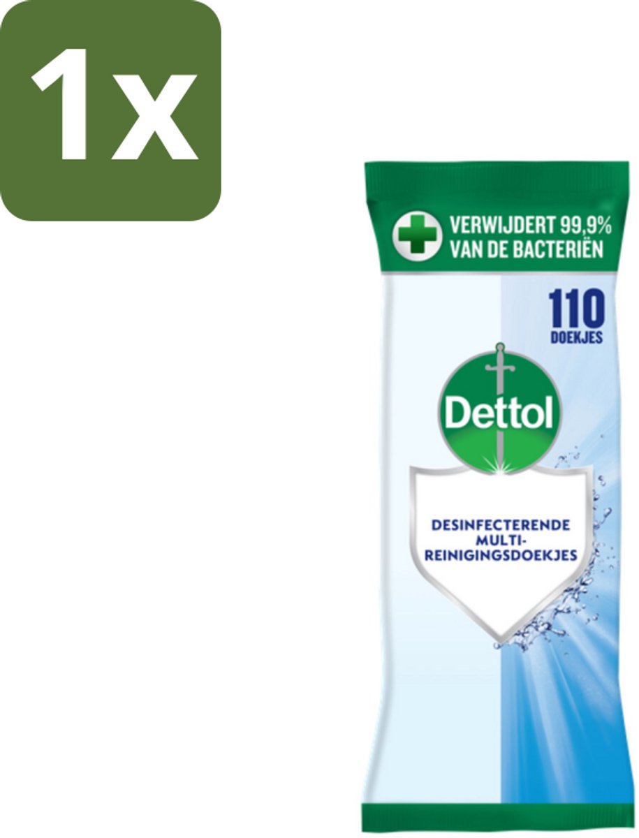 1 x Dettol - Reinigingsdoekjes - Extra Grootverpakking - Gezinshygiëne - 110 Doekjes - Hygiëne - Reinigen - Desinfecteren - Antibacteriële Doekjes - Gezinshygiëne