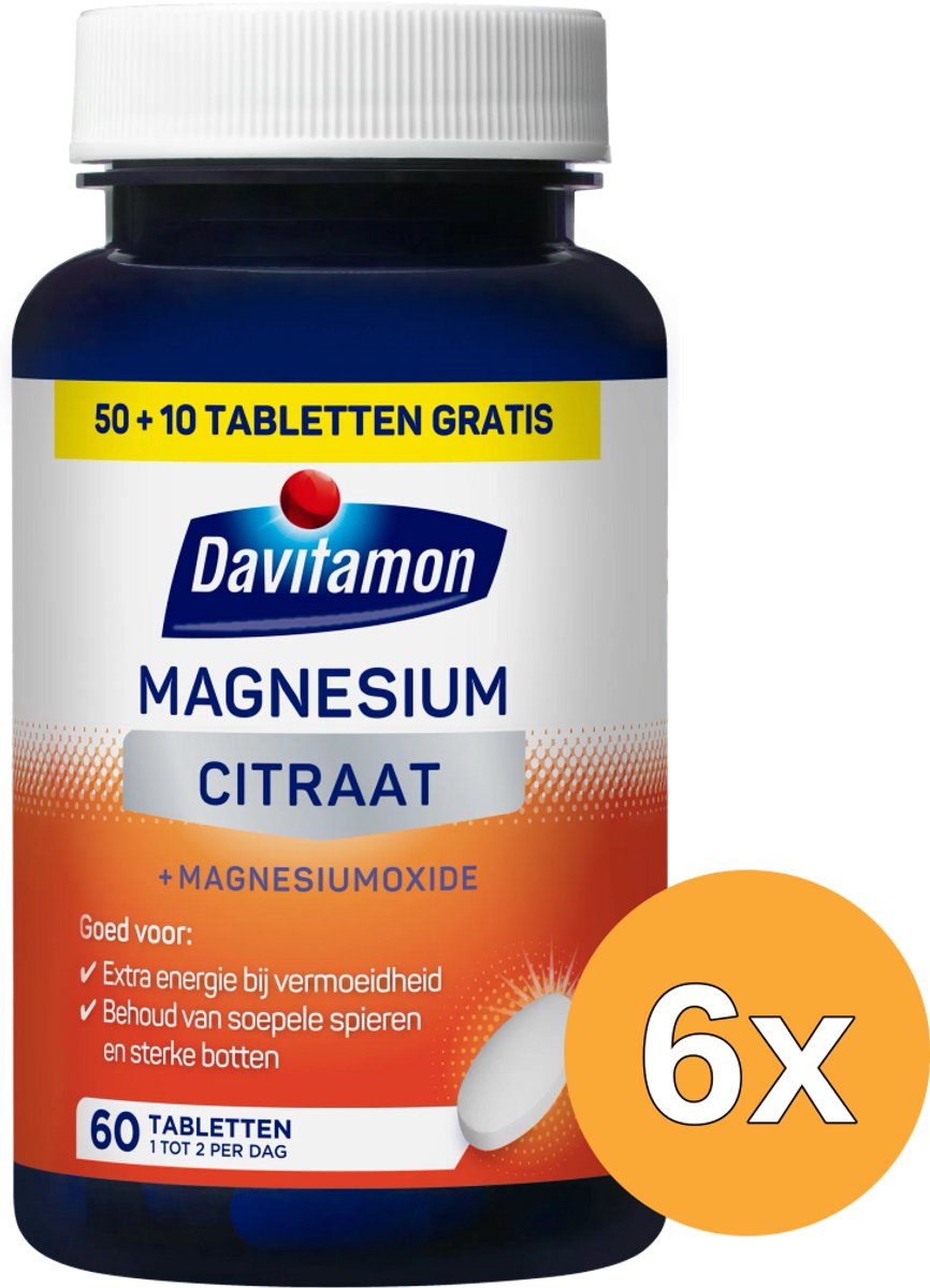 6x Davitamon Magnesiumcitraat & Magnesiumoxide (60 tabletten)