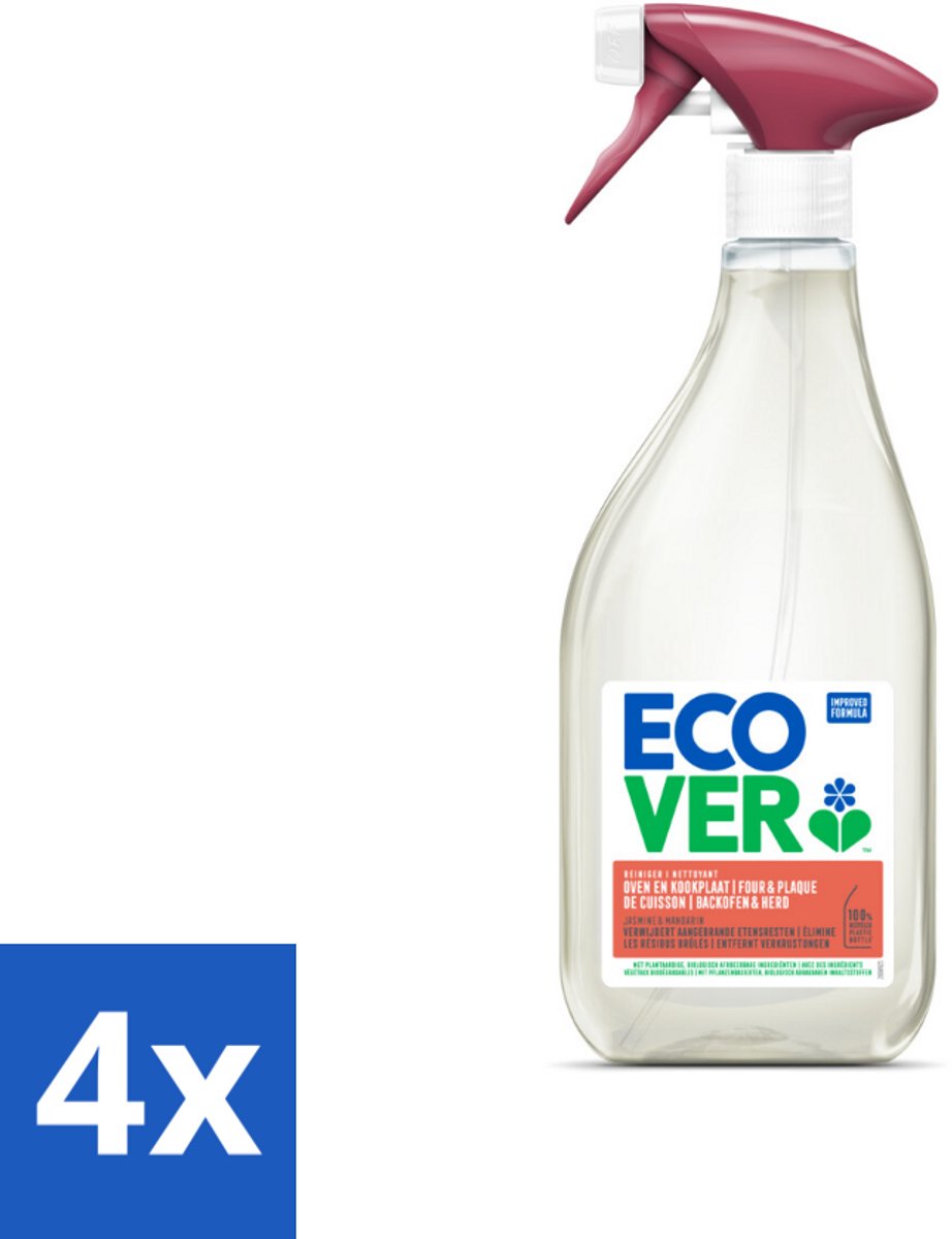 4 x Ecover - Oven- & Kookplaatreiniger - Power Cleaner - 500 ml - Ovenreiniger - Kookplaatreiniger - Plantaardige Reiniger - Biologisch Afbreekbaar - Ecologisch Schoonmaken