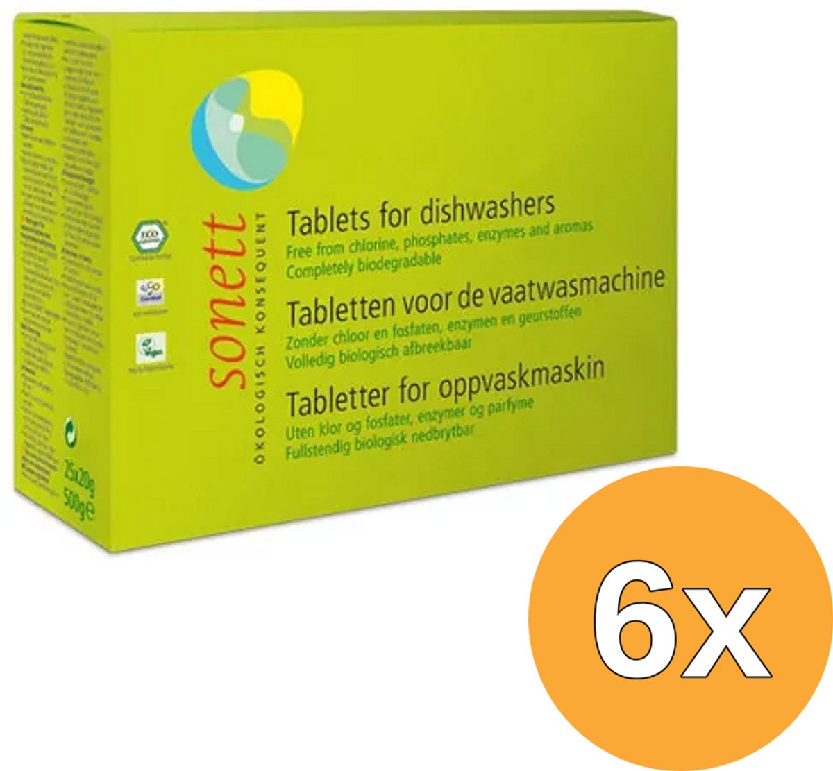 6x Sonett Vaatwasmachine tablet (25 stuks)