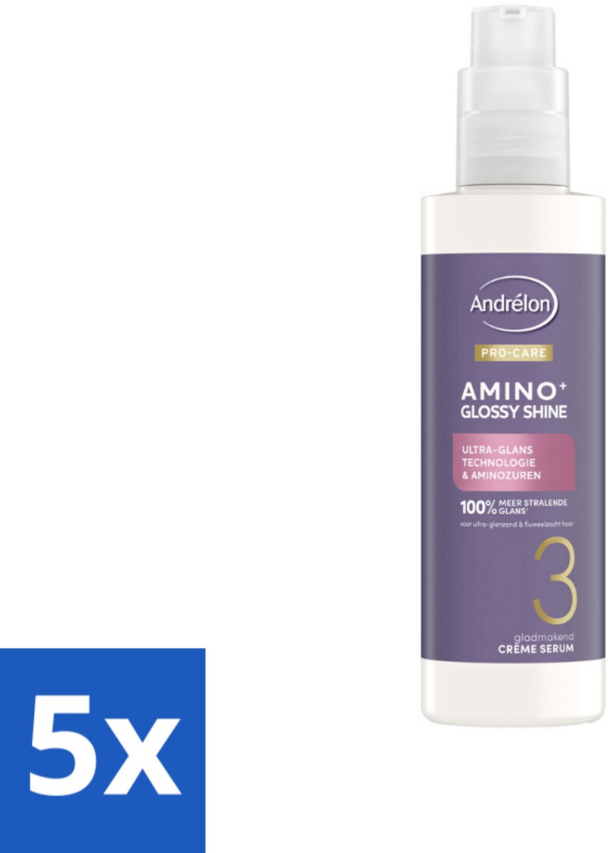Andrélon – Crème Serum – Pro Care Amino+ Glossy Shine – 200 ml - Bulkverpakking - 5 stuks