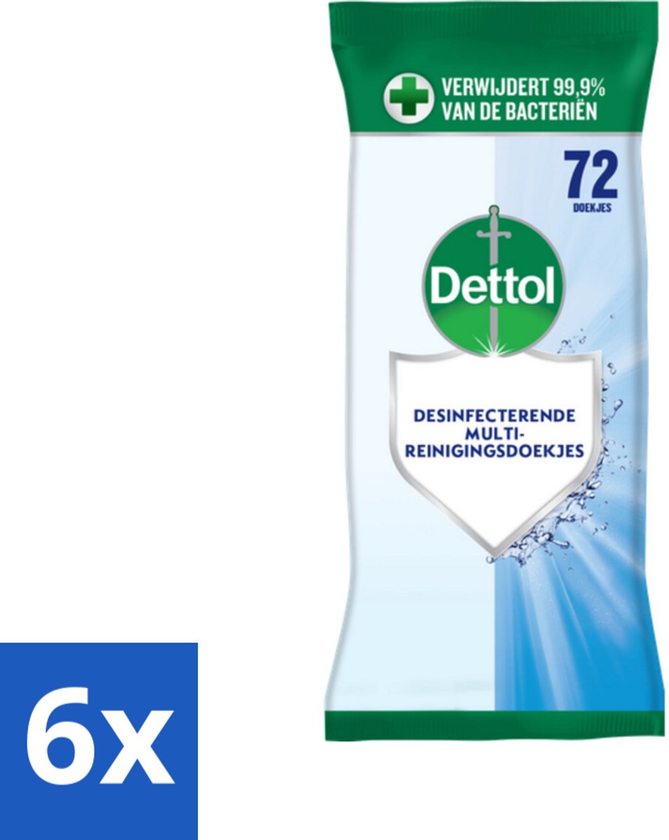 6 x Dettol - Reinigingsdoekjes Cleanser - Krachtige Hygiëne - Zonder Bleek - 72 Doekjes - Schoonmaakdoekjes - Reinigingsdoekjes - Hygiëne - Schoonmaken - Dettol