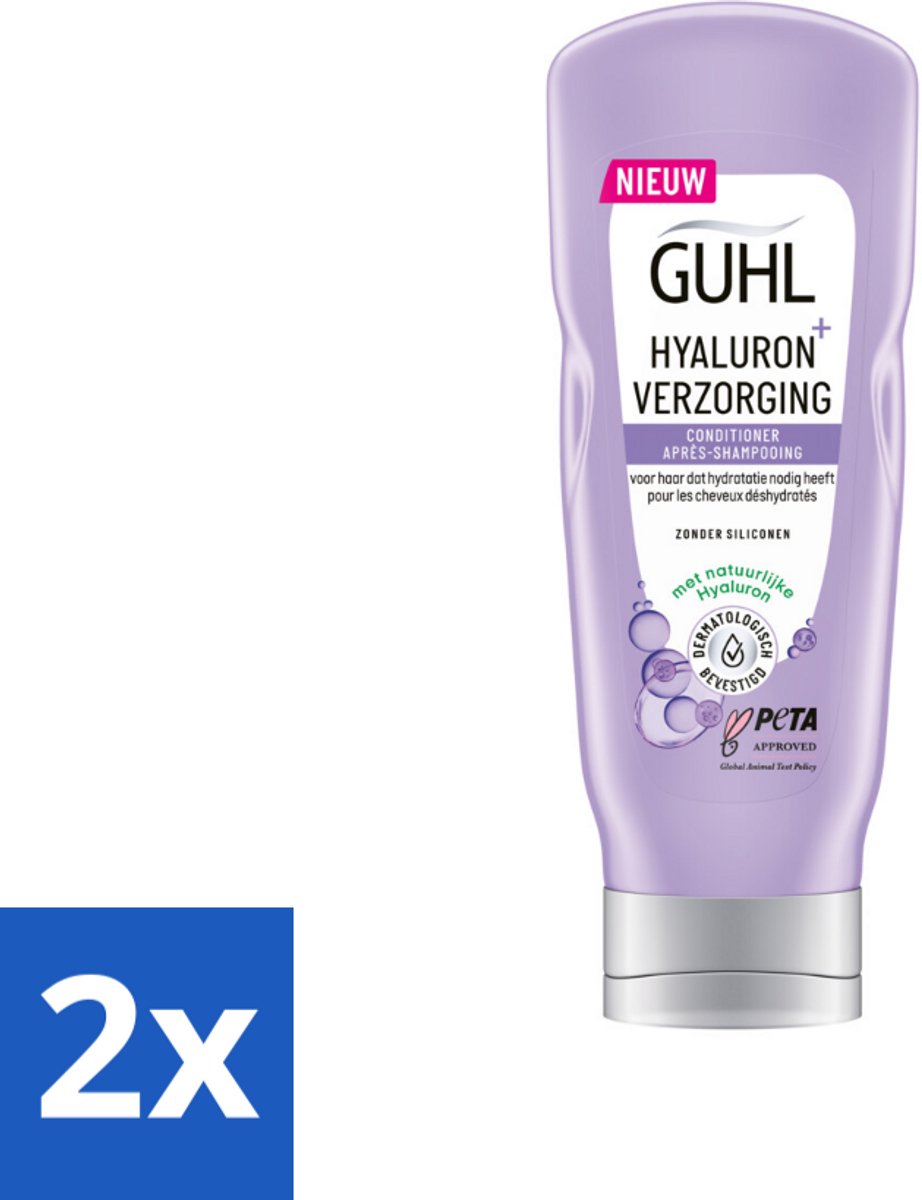 2 x Guhl - Conditioner - Hyaluron+ Verzorging - 200 ml - Hydraterende Conditioner - Hyaluron Conditioner - Droog Haar - Haarverzorging - Conditioner Voor Droog Haar