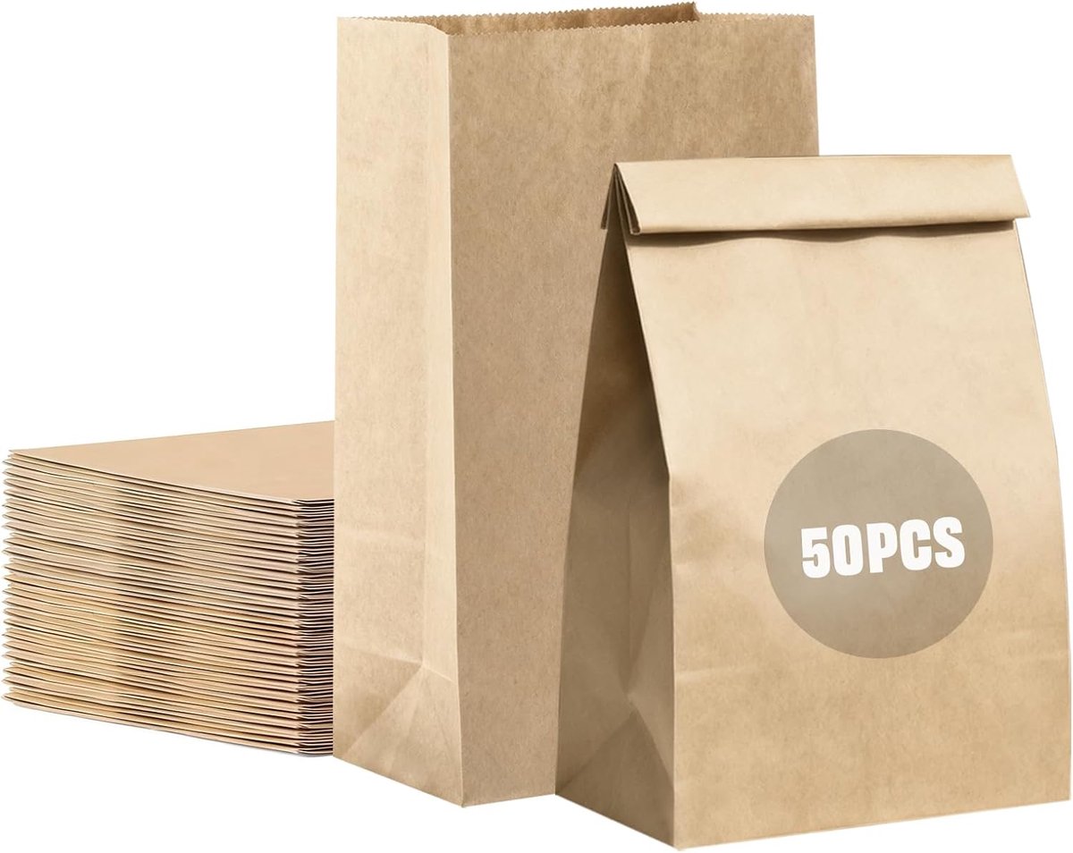 Kraft papieren tassen 50 stuks - milieuvriendelijk - stevige kwaliteit - perfect voor geschenken - ShopVlot