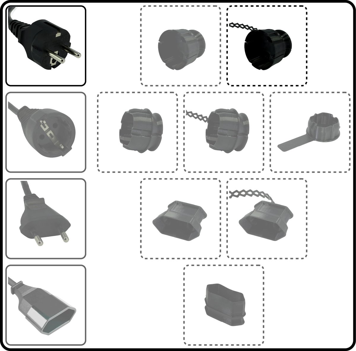Afdekking stopcontact zwart - Schuko-stekker CEE 7/4 - stofbescherming - geschikt voor keuken en werkplaats - ShopVlot