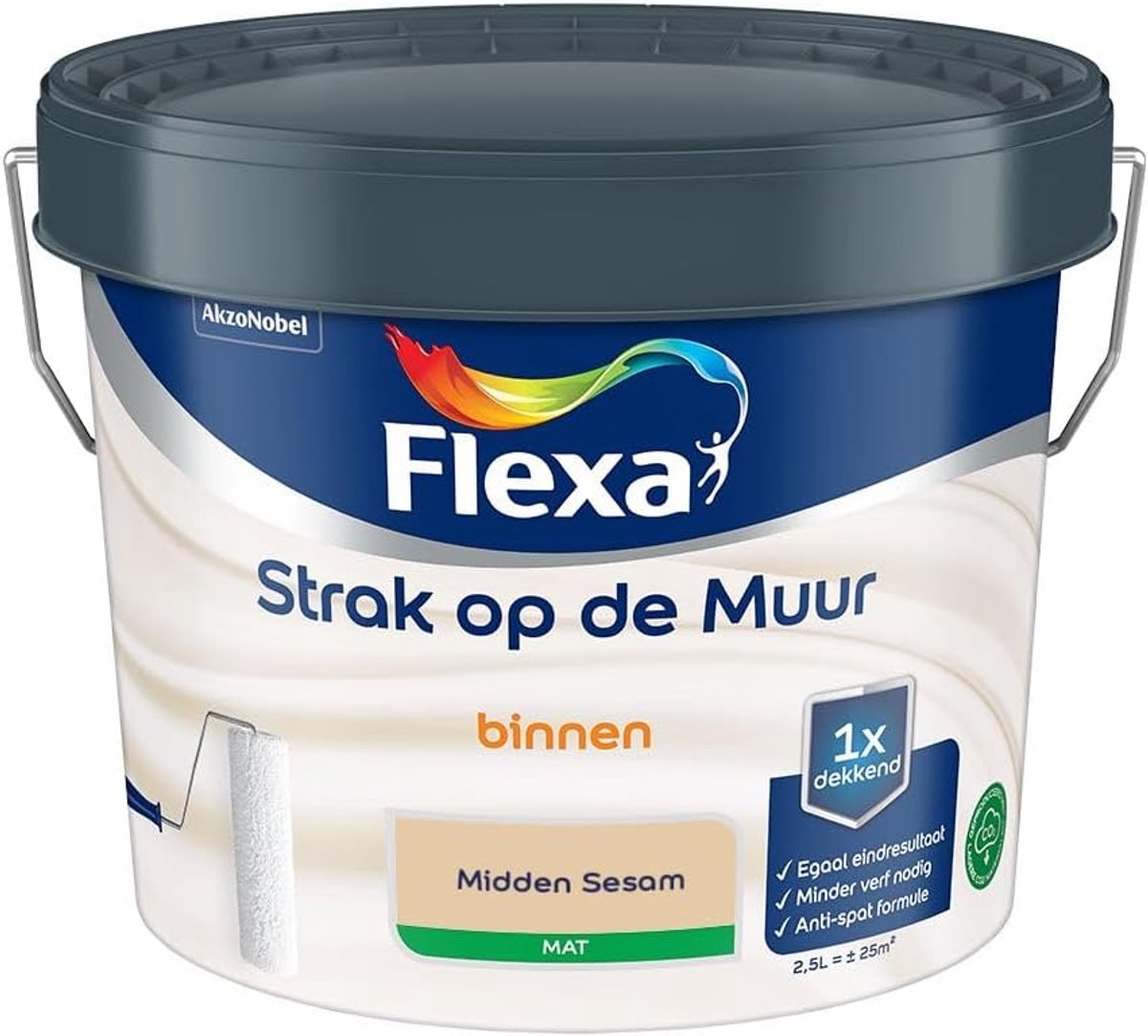 Binnenverf mat 2.5 L - Midden Sesam - Optimal dekking - Lage geur - ShopVlot