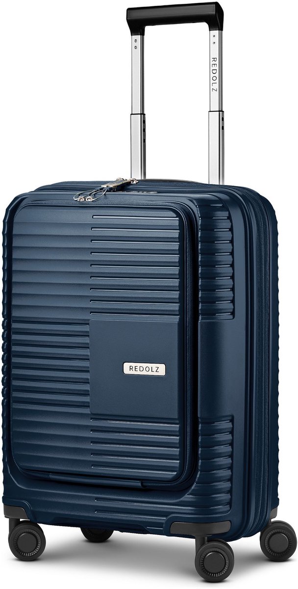 Redolz Essentials 17 2.0 4 wielen Cabinewagen 55 cm Laptopvak met uitbreidingsplooi - Harde bagage - TSA slot - navy
