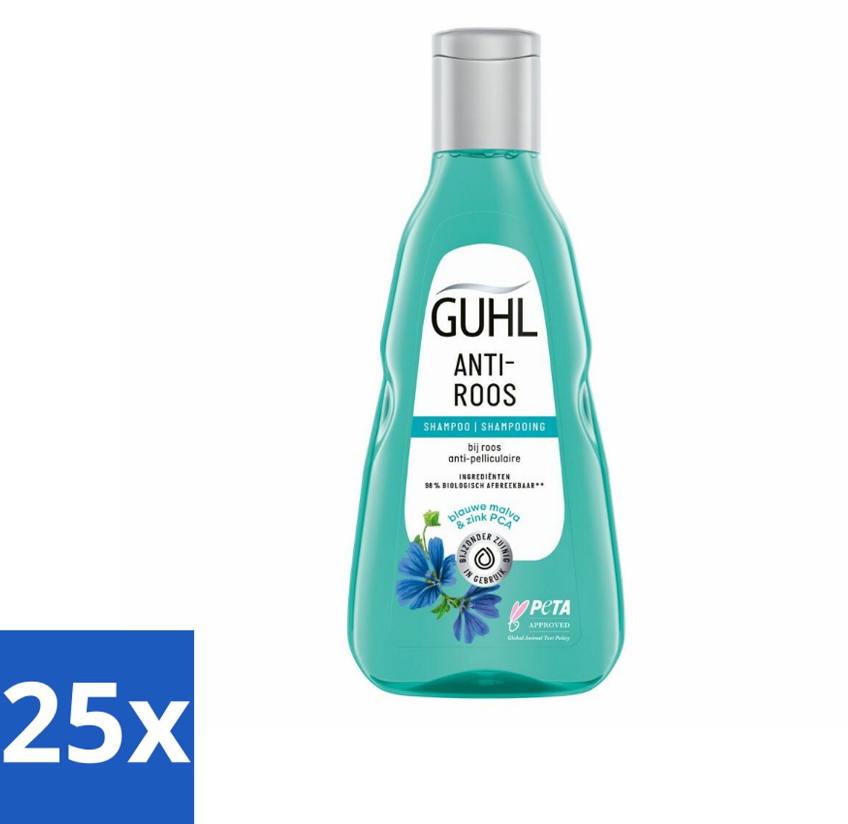25 x Guhl - Shampoo - Anti-Roos - 250 ml - Anti-roos Shampoo - Roosvrije Hoofdhuid - Hoofdhuidverzorging - Kalmerende Shampoo - Zink Shampoo