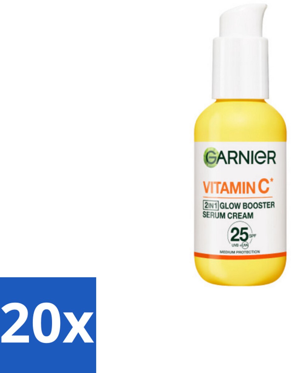20 x Garnier - SkinActive - Serum Cream - Glow Booster - Vitamine C & SPF 25 - 50 ml - Glow Booster - Vitamine C - SPF 25 - Serum Crème - Huidverzorging