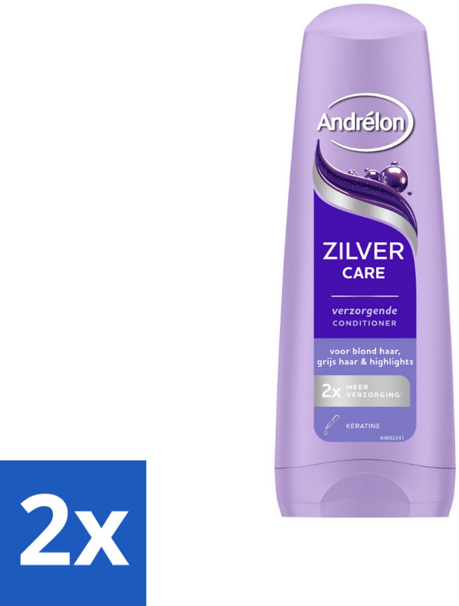 2 x Andrélon – Conditioner – Zilver Care – 200 ml - Blond Haar Verzorging - Grijs Haar Verzorging - Gehighlight Haar - Keratine Conditioner - Haar Herstel