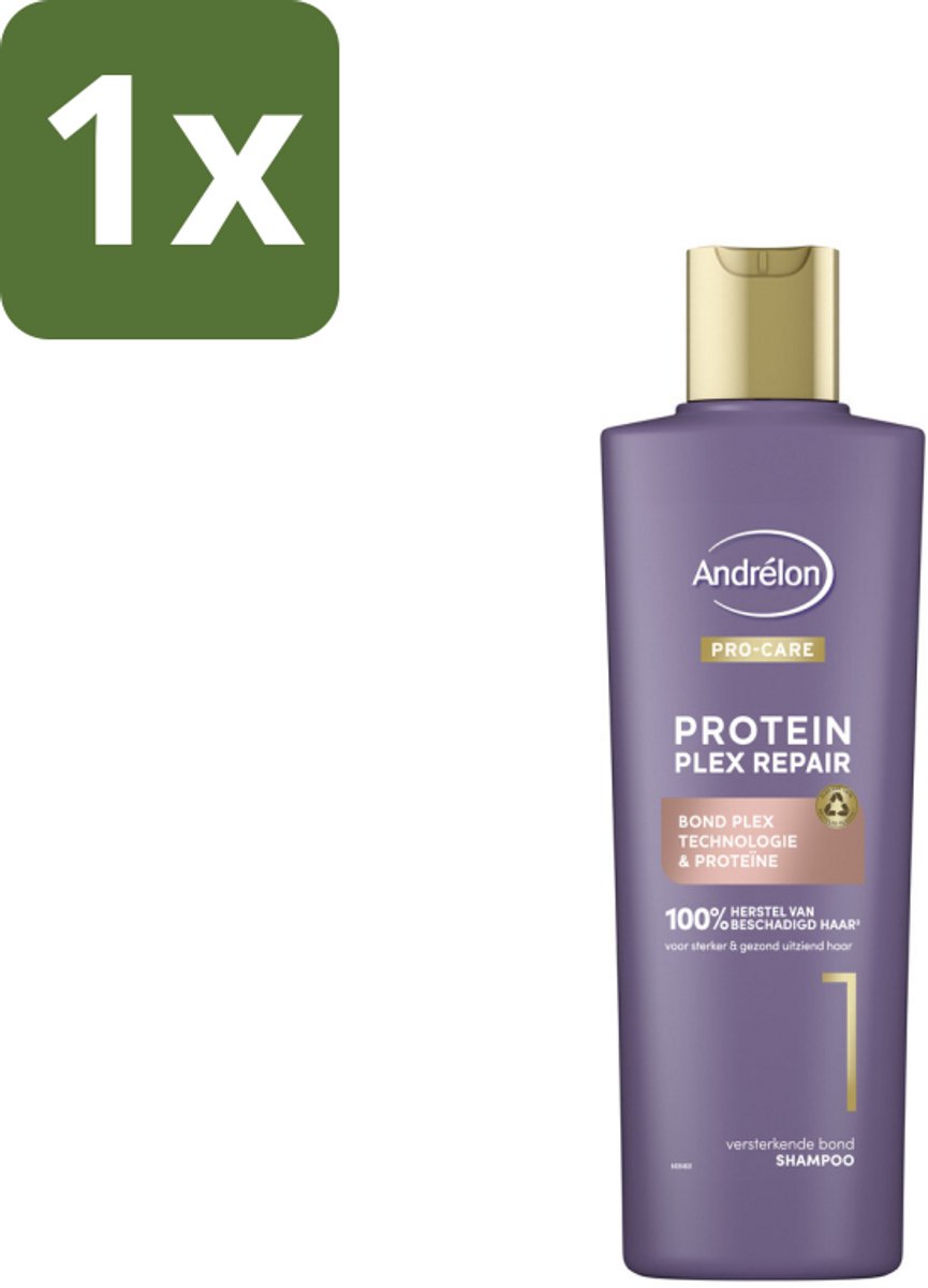 1 x Andrélon – Shampoo – Pro Care Protein Plex Repair – 250 ml - Herstel Haar - Beschadigd Haar - Proteïne Shampoo - Bond Plex Technologie - Haarstructuur Herstellen