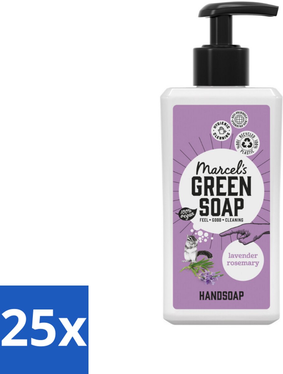 25 x Marcel's Green Soap - Handzeep - Lavendel & Rozemarijn - Zachte verzorging - 250 ml - Handzeep - Handen Reinigen - Handen Verzorgen - Natuurlijke Handzeep - Zachte Handen