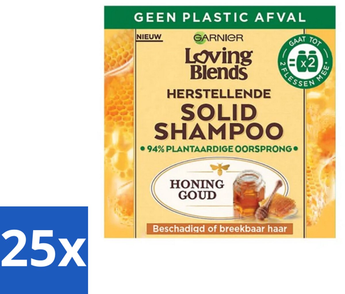 25 x Garnier - Loving Blends - Solid Shampoo - Honing Goud - Beschadigd of Breekbaar Haar - 1 Fles Shampoo - Solid Shampoo - Beschadigd Haar - Breekbaar Haar - Honing - Bijenbalsem
