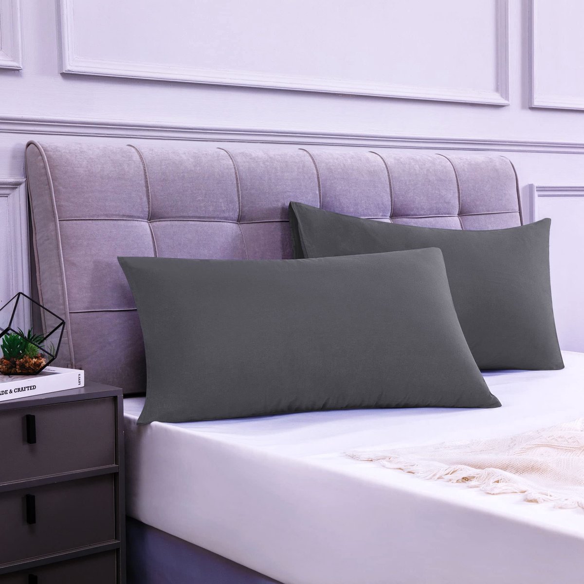 Kussenslopen set van 2 - 50 x 80 cm - 100% katoen - superzacht premium jersey - ideaal voor een goede nachtrust - ShopVlot