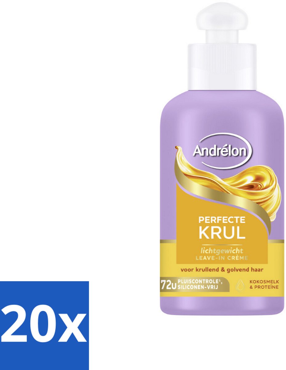 20 x Andrélon – Leave-In Crème – Perfecte Krul – 200 ml - Krullen Verzorging - Pluisvrij Haar - Krullen Definieer - Krullen Veilig - Krullen Verzorging Crème