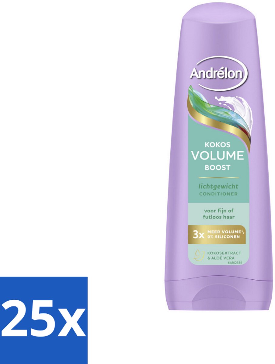 25 x Andrélon – Conditioner – Volume Boost – 200 ml - Fijn Haar - Futloos Haar - Volume Boost - Kokos Conditioner - Aloë Vera