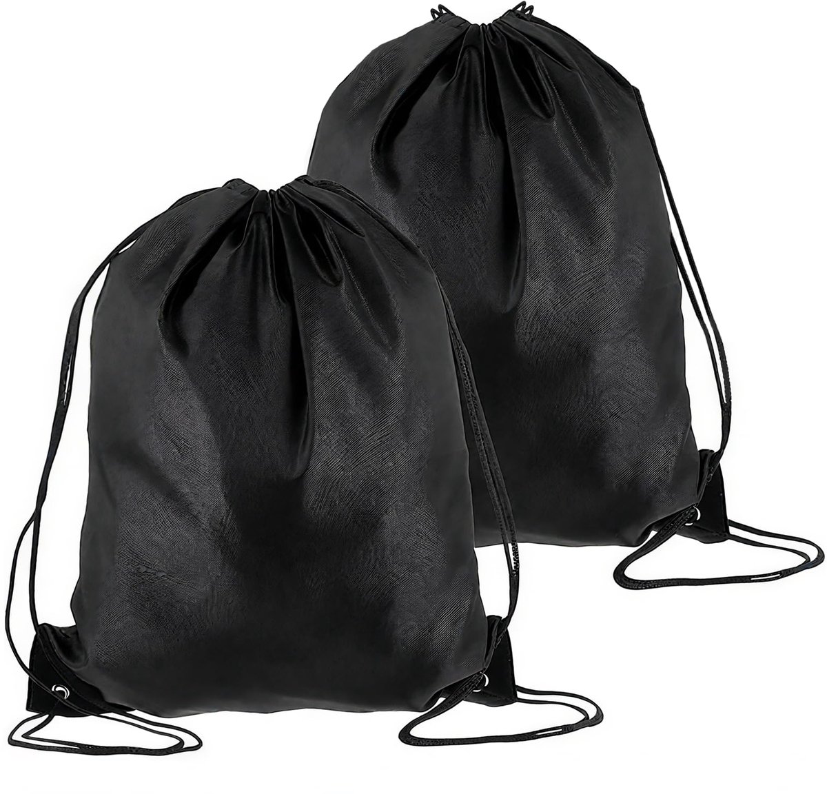 Rugzak gymtas met trekkoord - zwarte rugtas - 2 stuks - praktisch gebruik voor sport - ShopVlot