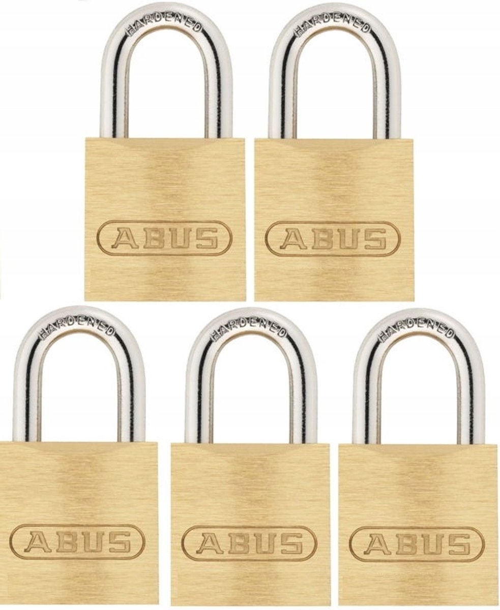 ABUS 60/25 Messing Hangsloten 5 Stuks - Eén Sleutel Systeem