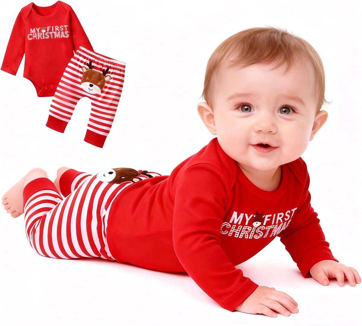 Set Christmas newborn My First Christmas outfit dress Christmas newborn costume Christmas newborn Christmas bodysuit + - ShopVlot