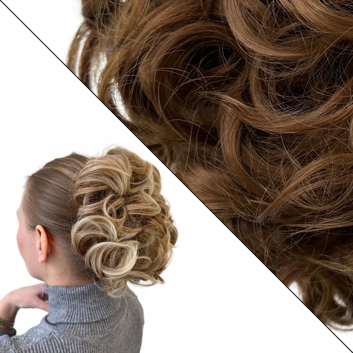 Messy Bun Haarstuk met Kam - Synthetisch, Goudbruin