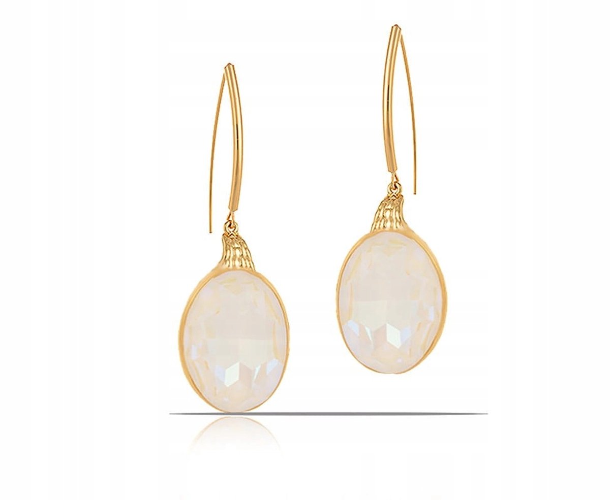 Gouden oorbellen met grote White Opal steen