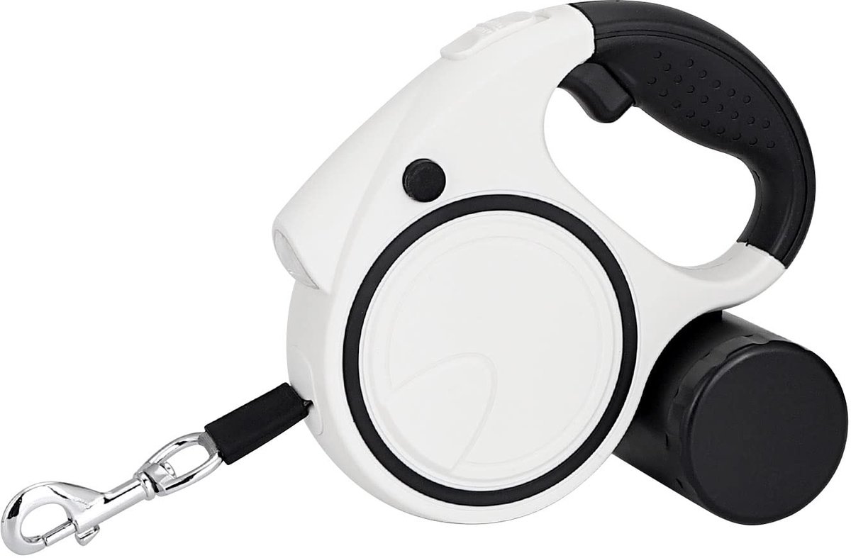 Hondenriem Rollriem Nylon 5M Inklapbaar voor Kleine en Middelgrote Honden (Zwart)