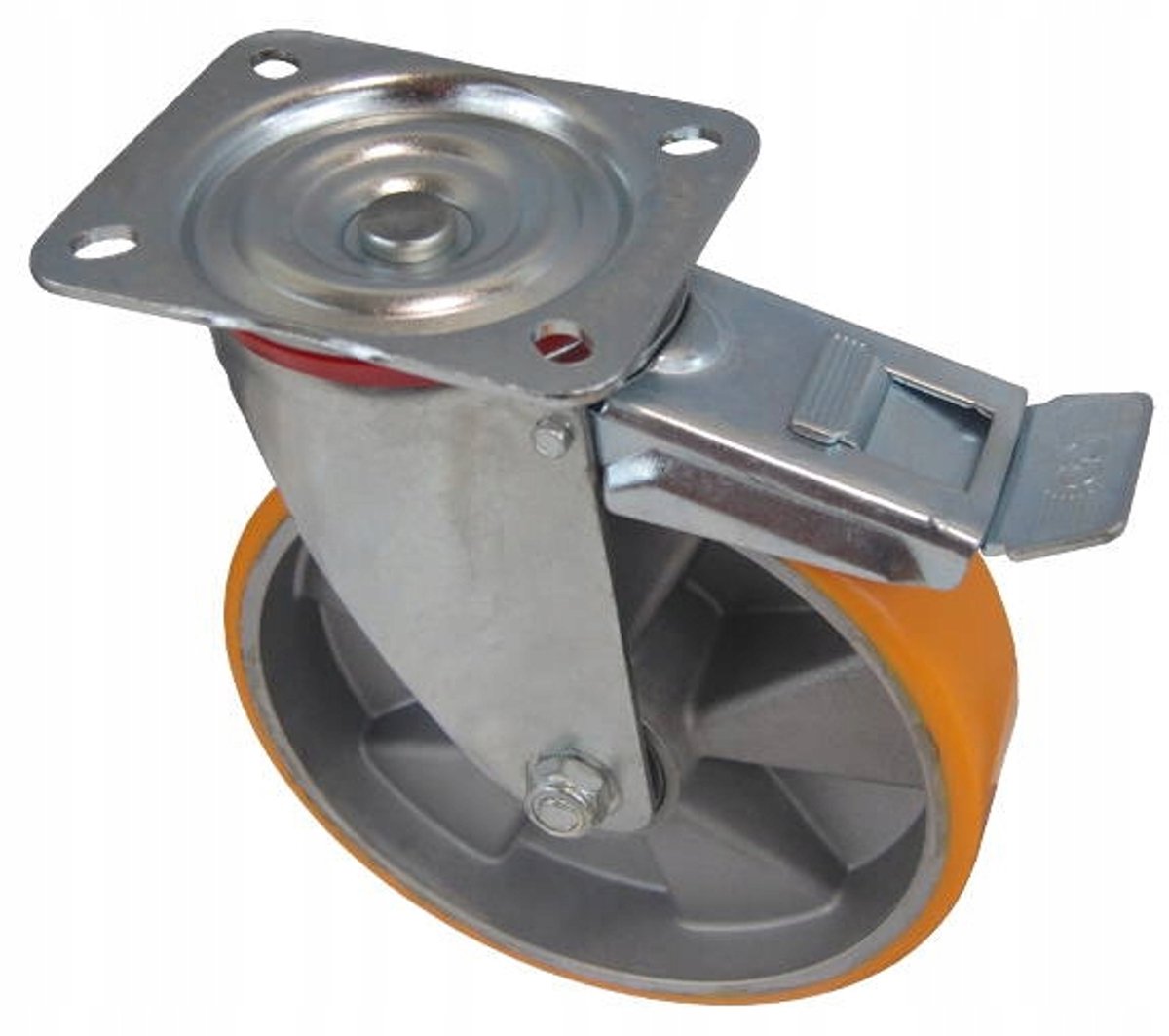 Zwenkbaar Aluminium PU Wiel 160mm met Rem