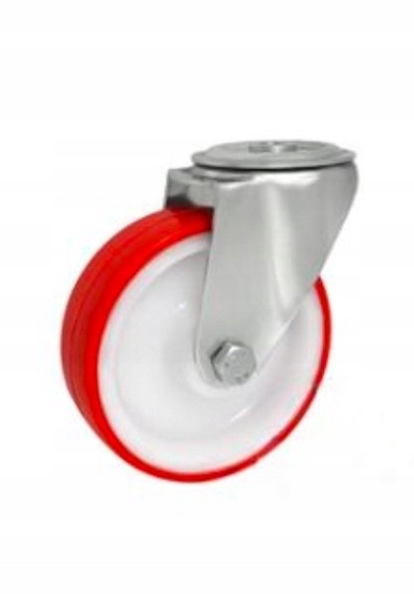 RVS Zwenkwiel Polyamide-Polyurethaan 125mm, 100kg