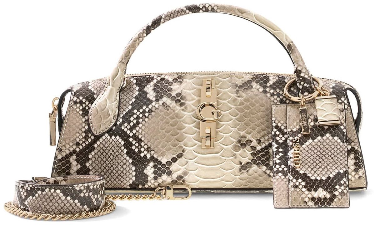 GUESS handtas schoudertas Yvonne Mini Satchel Natural Lichtgrijs