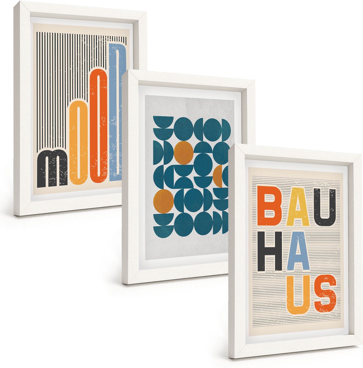 Tulup 3-Delige Schilderij Set - Posters met geometrische patronen in Bauhaus-stijl - 20x30 - Wanddecoratie - Muurdecoratie - Moderne Interieurdecoratie - Moderne Wanddecoratie